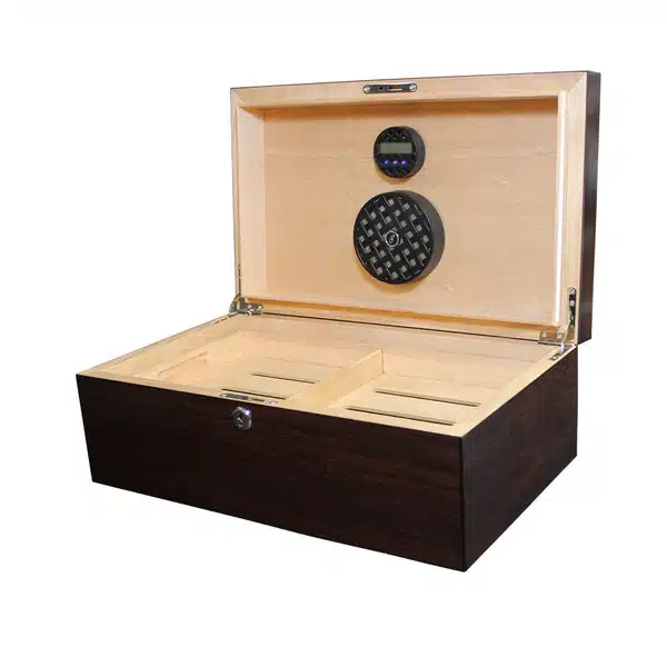 Brigham Solstice Dark Walnut 75 Count Humidor Open View