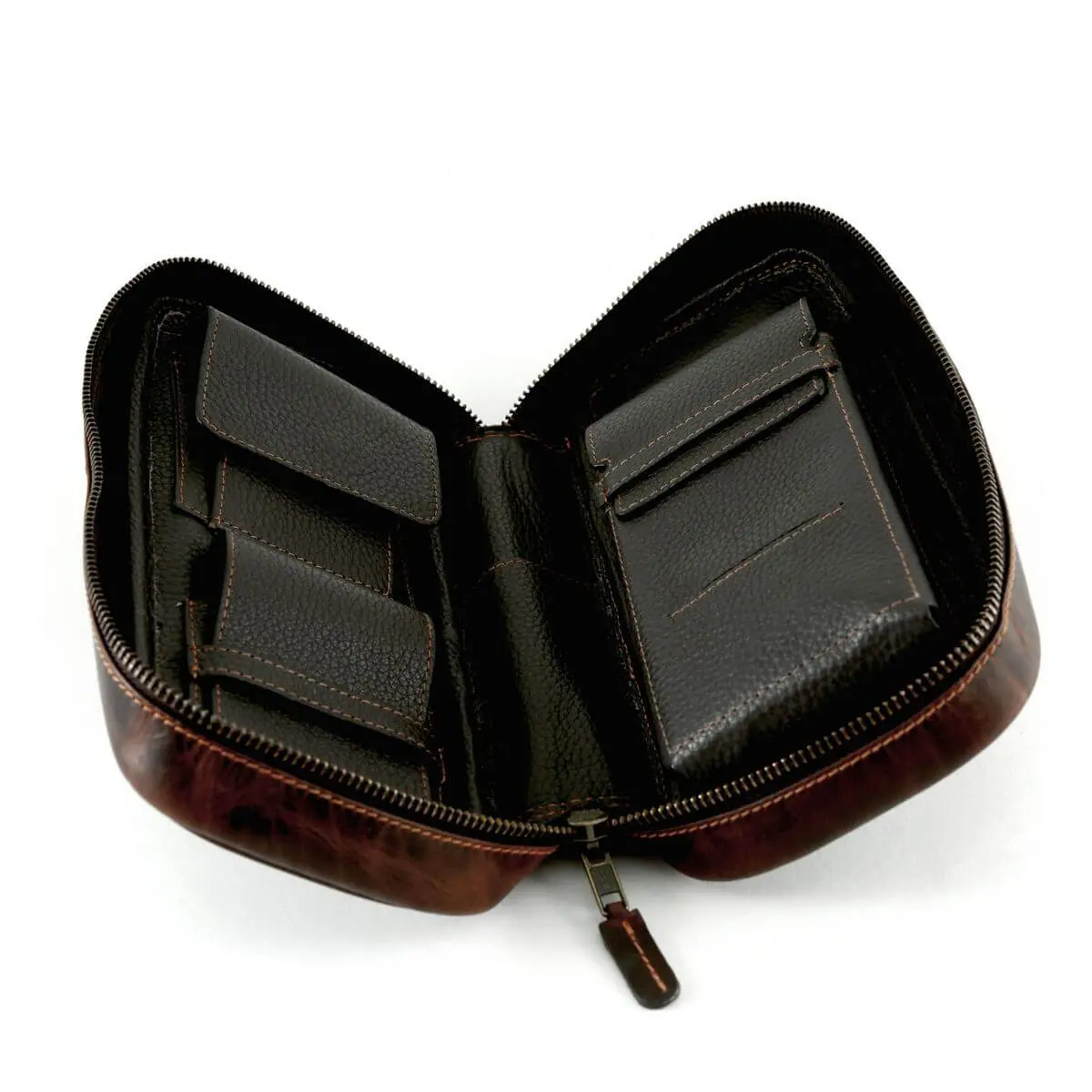 Cigar Star Full Grain Brown Holds 3 Cigar P2