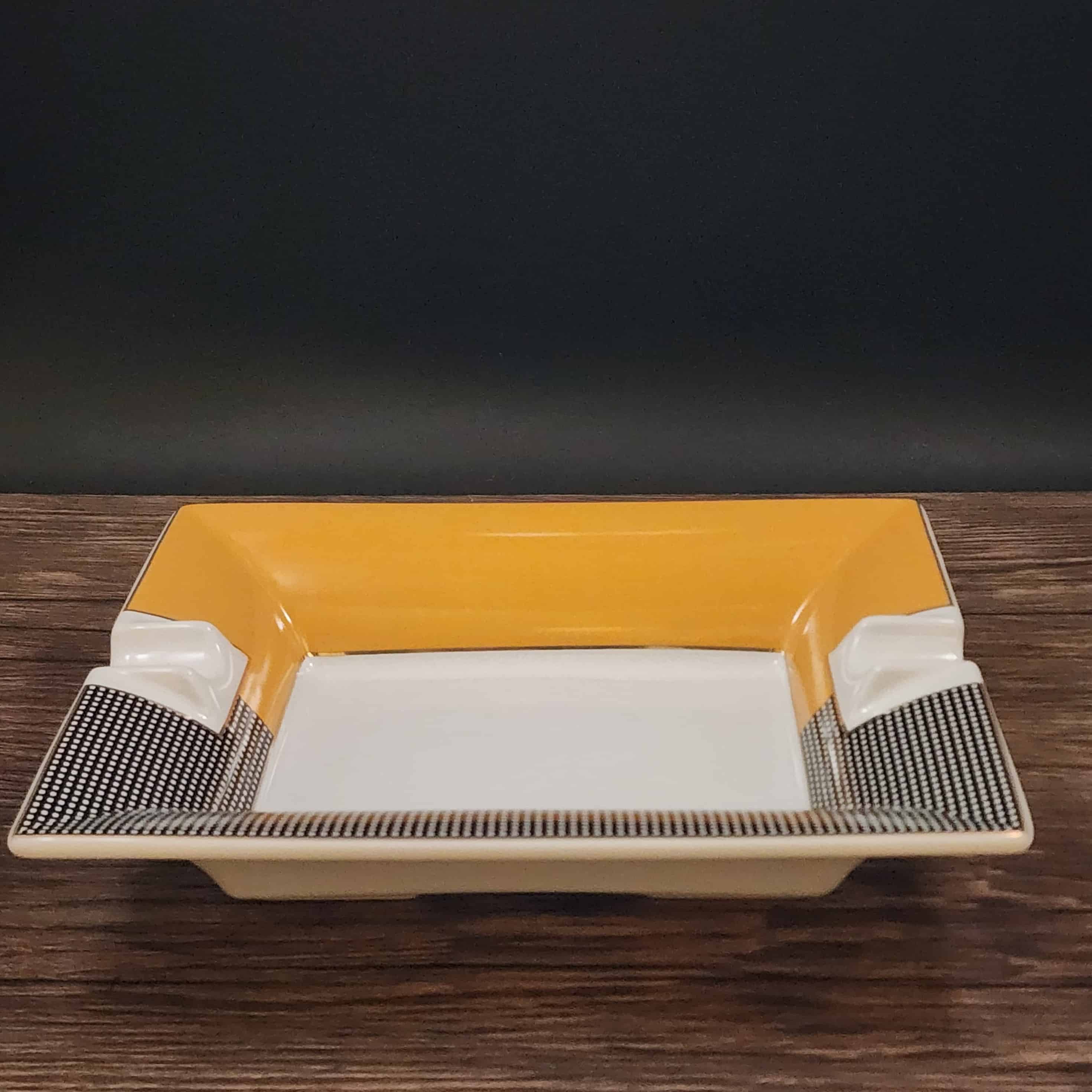 Elegant Cermaic Ashtray Yellow Carbon Fiber Design 2