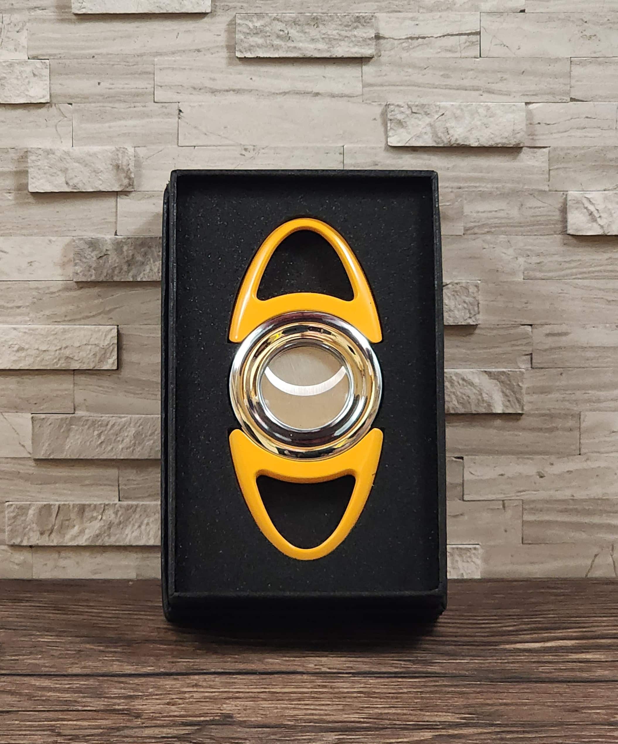 Elegant Metal Cigar Cutter Yellow
