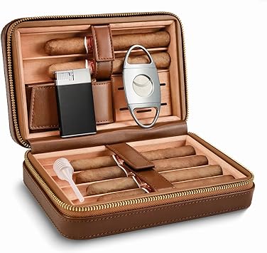 Forge Debonaire Leatherette Cigar Case Black Open View