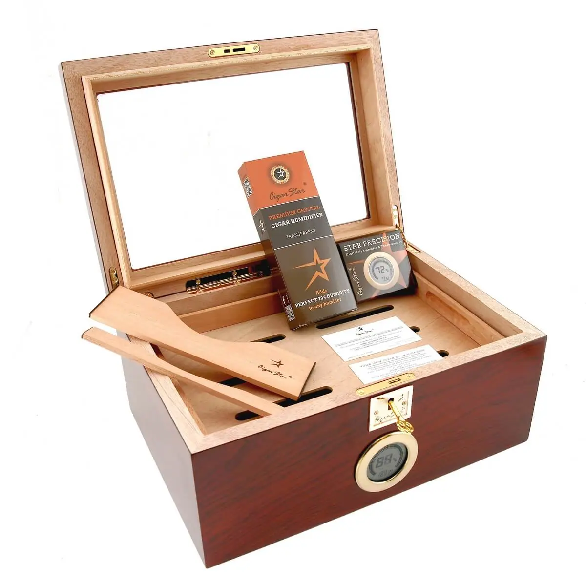 Showcase Ii Bubinga Humidor Cherry Finish With Glass Top