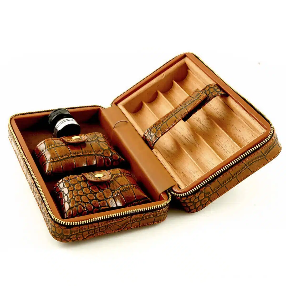 Ultimate Leather Travel Cigar Humidor Croc