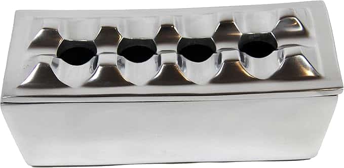 Grid Ashtray Metal Silver 4 Hole